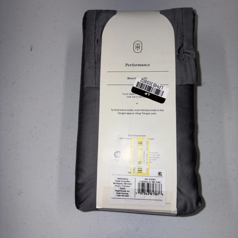 Full 400 Thread Count Performance Flat Sheet Dark Gray - Threshold: Cotton
